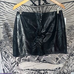 Bar III Black Croc-Embossed Mini Skirt